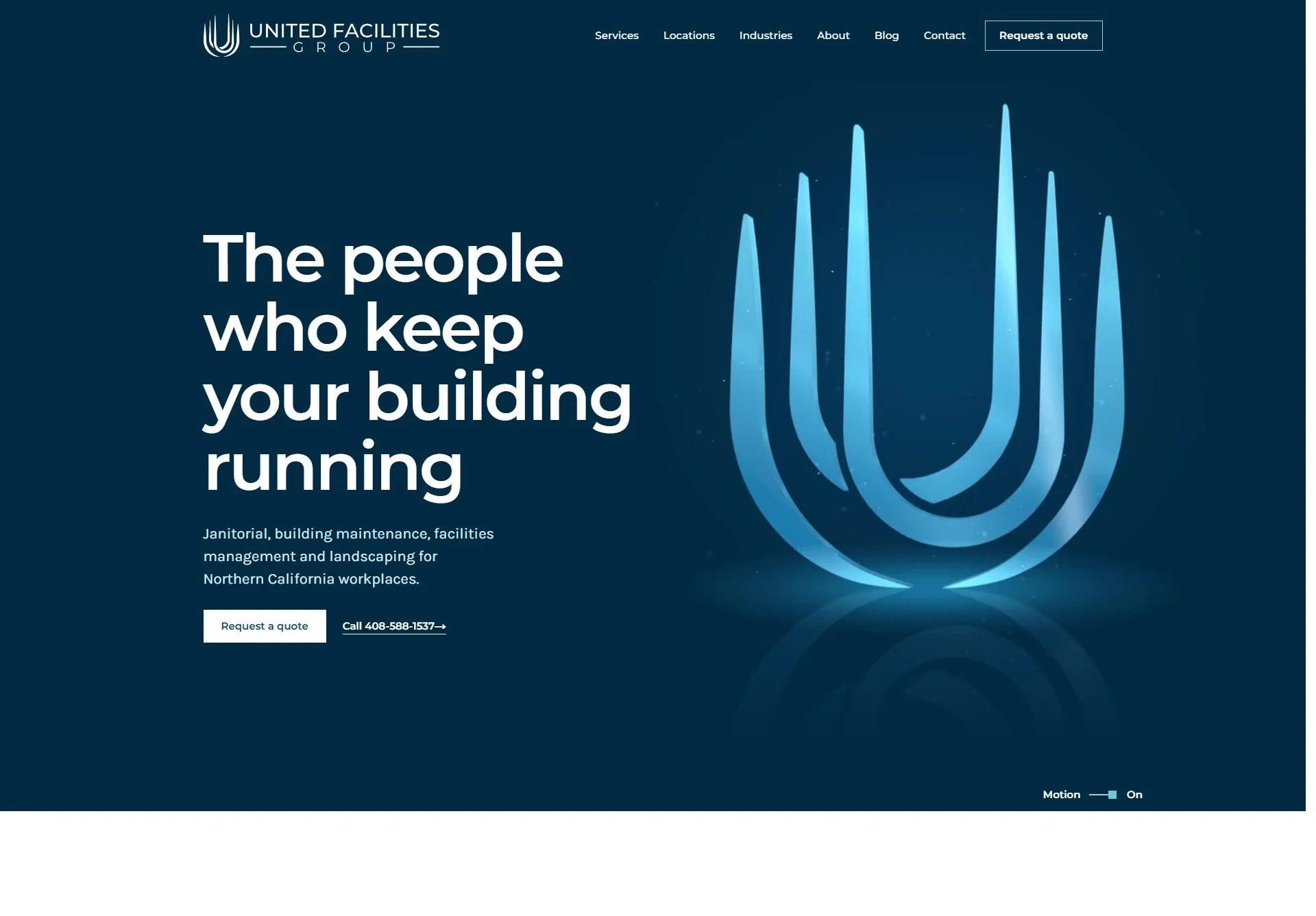 The rebuilt United Facilities Group website designed by Brandcore