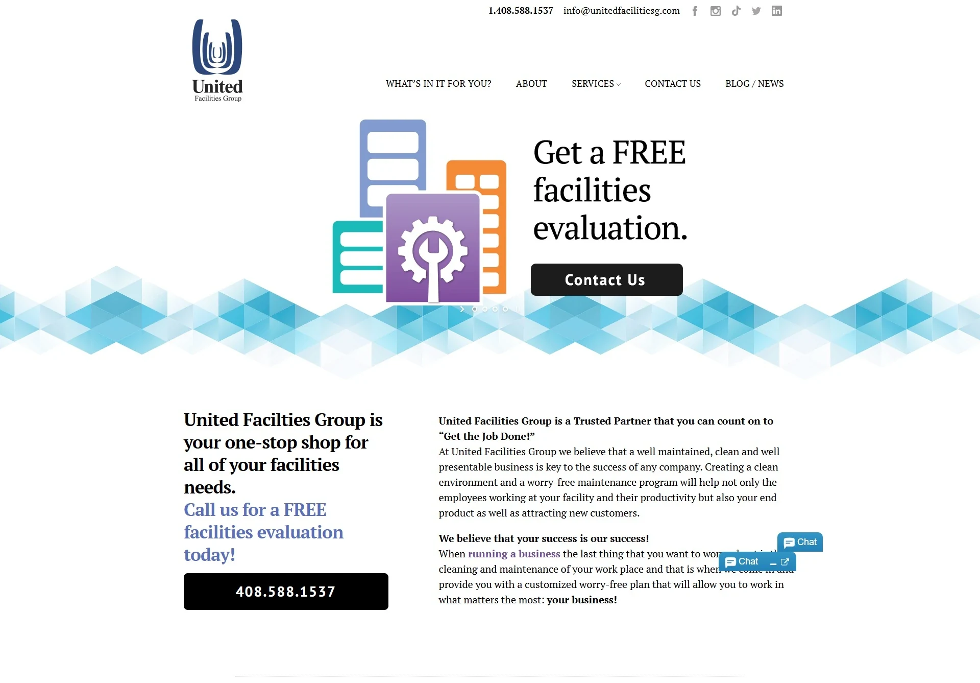 The original United Facilities Group website before the rebuild